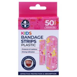 Plastic Bandage Strips Kids Assorted Designs & Sizes 50pk