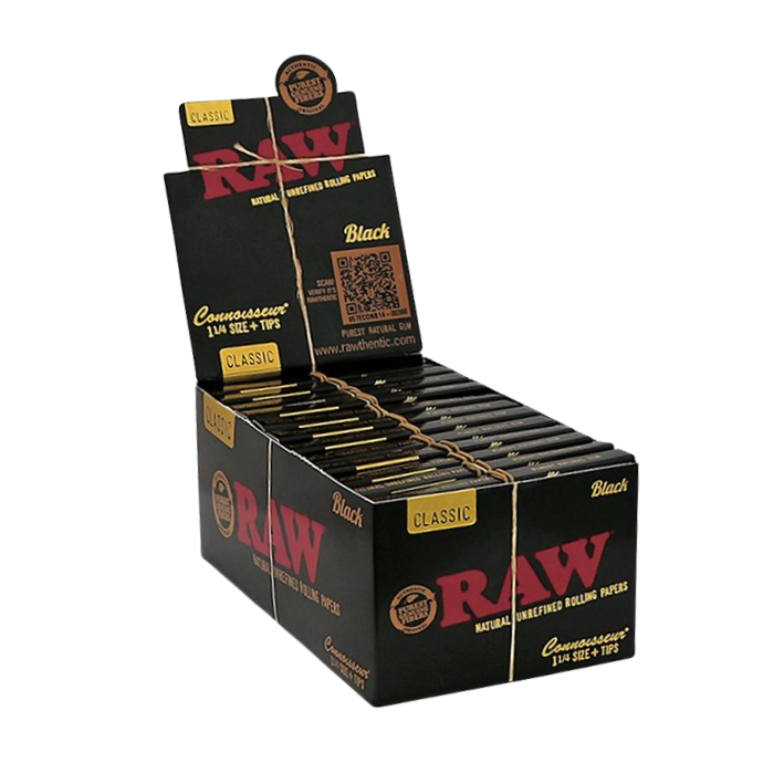 Raw 11/4 Tips Black x 24
