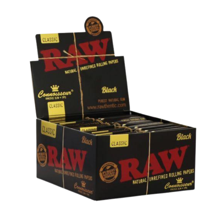 Raw Paper King Size Tips Black x 24