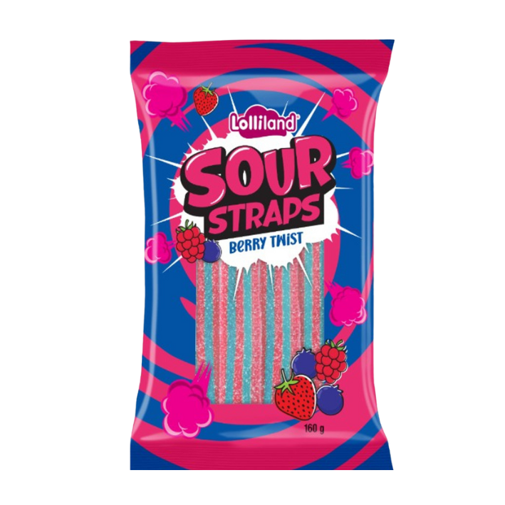 Lolliland Sour Straps Berry Twist 160g x 12