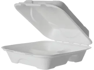 Sugarcane Dinner Clamshell Small 3-Compartment 8x8x3 x 200
